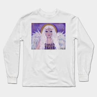 Purple angel art by Renee Lavoie Long Sleeve T-Shirt